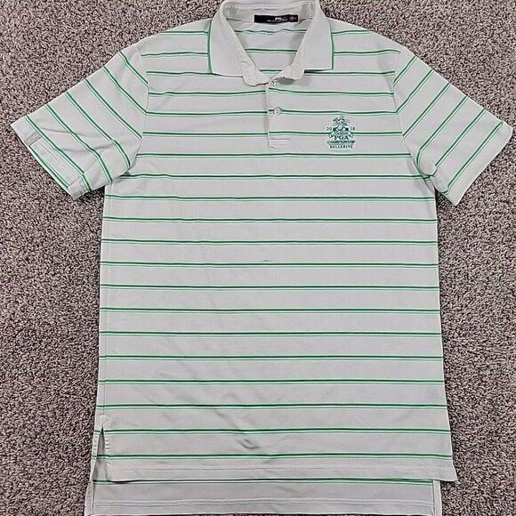 RLX Ralph Lauren Polo Shirt Mens Medium White Green 2018 PGA Championship Golf - Picture 1 of 10